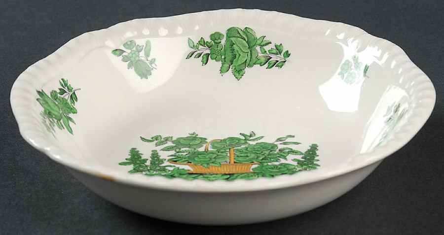 Green Basket (Earthenware, Gadroon, Not Trim) Coupe Cereal Bowl by Spode-1