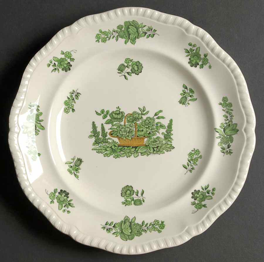 Green Basket (Earthenware, Gadroon, Not Trim) Luncheon Plate by Spode-1
