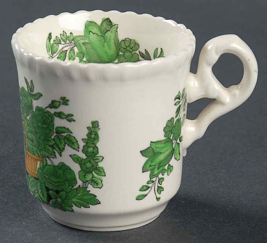 Green Basket (Earthenware, Gadroon, Not Trim) Flat Demitasse Cup by Spode-1