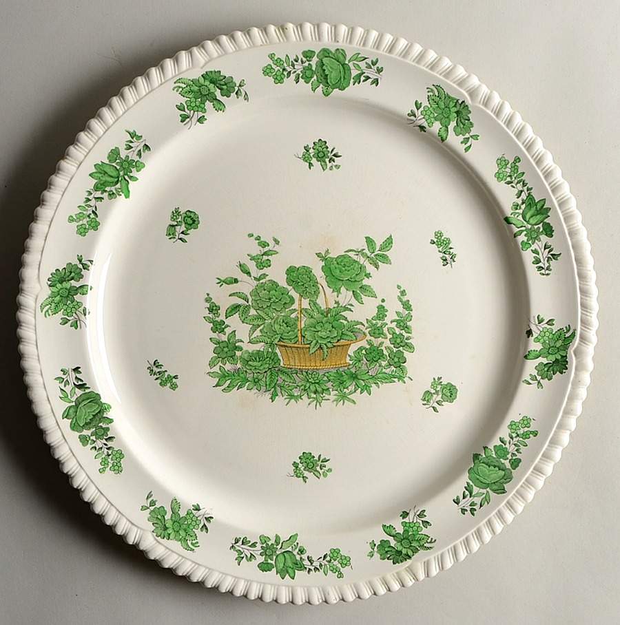 Green Basket (Earthenware, Gadroon, Not Trim) 15" Chop Plate (Round Platter) by Spode-1
