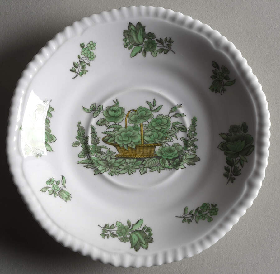 Green Basket (Bone, Gadroon, No Trim) Saucer for Oversized Cup by Spode-1