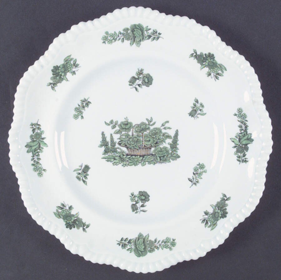 Green Basket (Bone, Gadroon, No Trim) Dinner Plate by Spode-1
