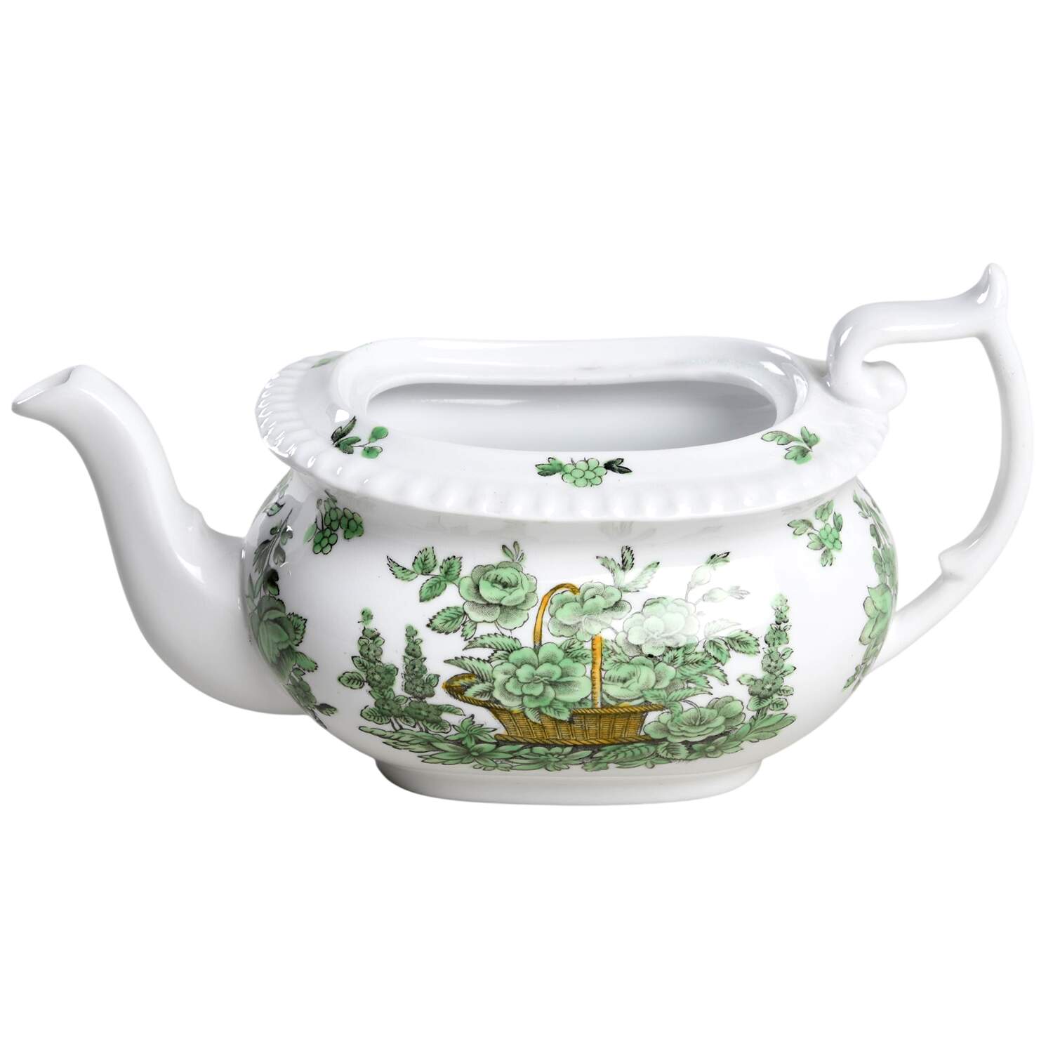 Green Basket (Bone, Gadroon, No Trim) Individual Teapot No Lid by Spode-1