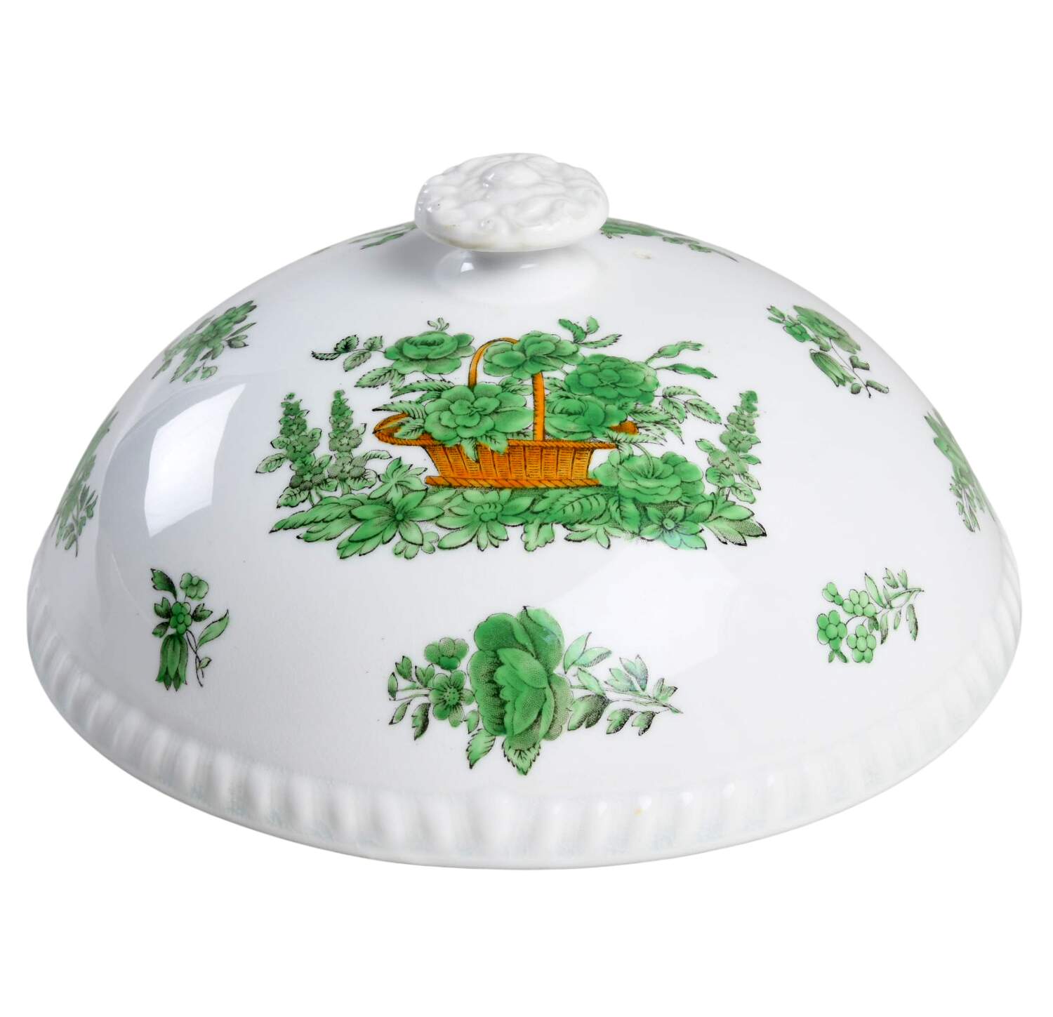 Green Basket (Bone, Gadroon, No Trim) Lid for Muffin Dish by Spode-1