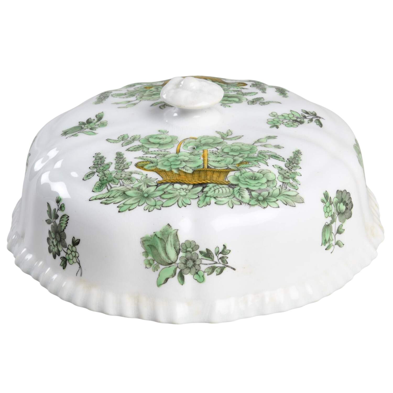 Green Basket (Bone, Gadroon, No Trim) Round Butter No Lid by Spode-1