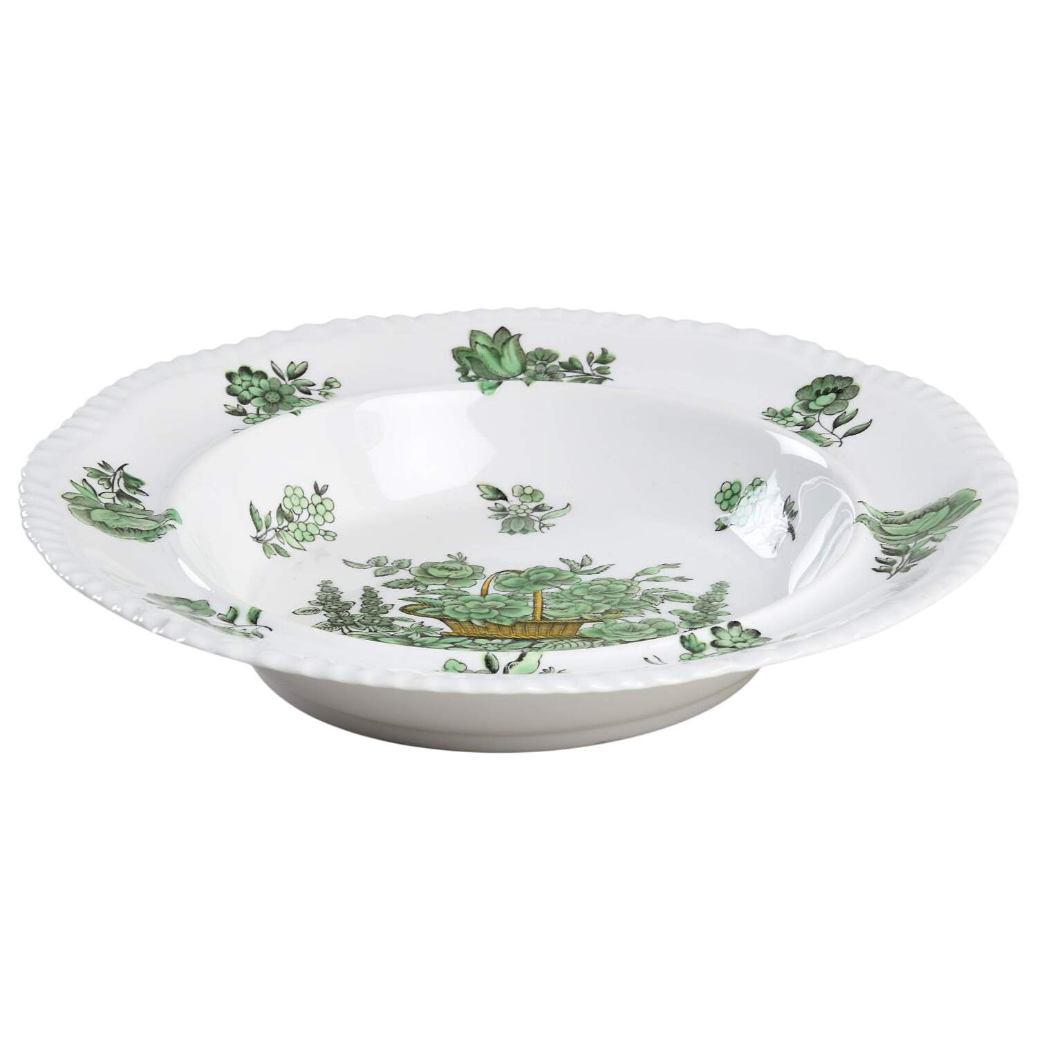 Green Basket (Bone, Gadroon, No Trim) Lid for Round Butter by Spode-1