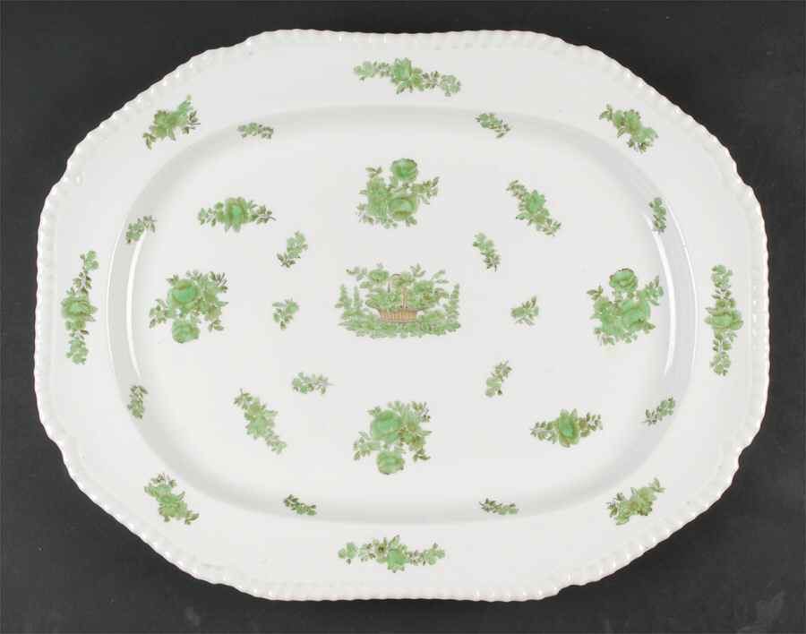 Green Basket (Bone, Gadroon, No Trim) 18" Oval Serving Platter by Spode-1