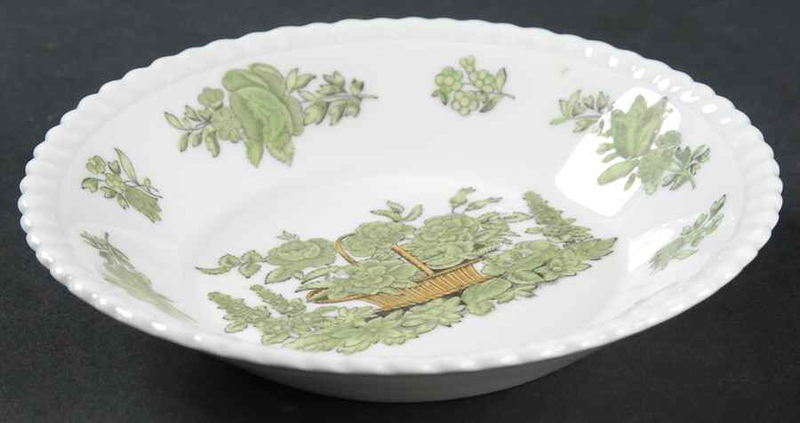Green Basket (Bone, Gadroon, No Trim) Fruit/Dessert (Sauce) Bowl by Spode-1