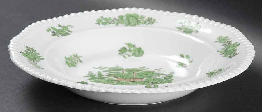 Green Basket (Bone, Gadroon, No Trim) Rim Soup Bowl by Spode-1