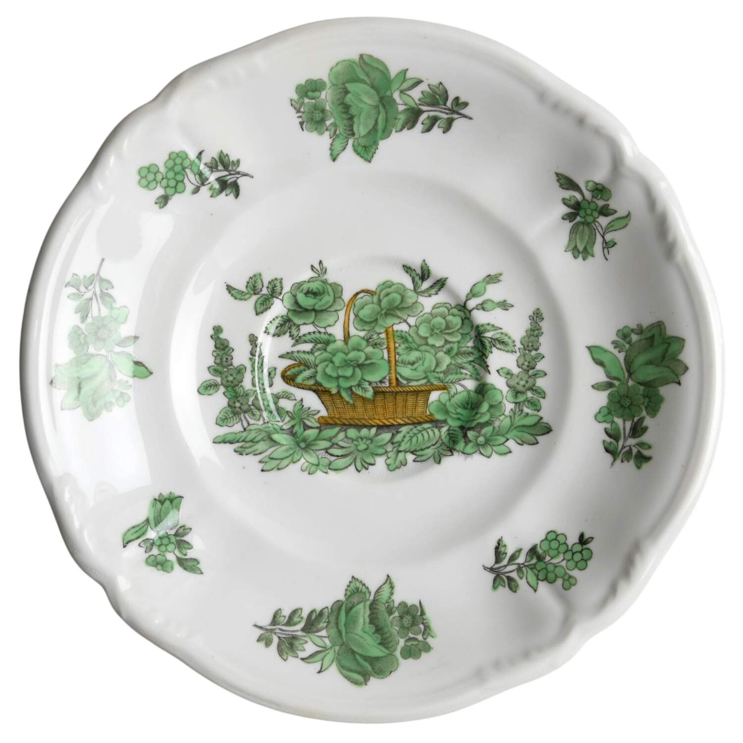 Green Basket (Stafford, No Trim) Saucer for Bouillon Cup by Spode-1