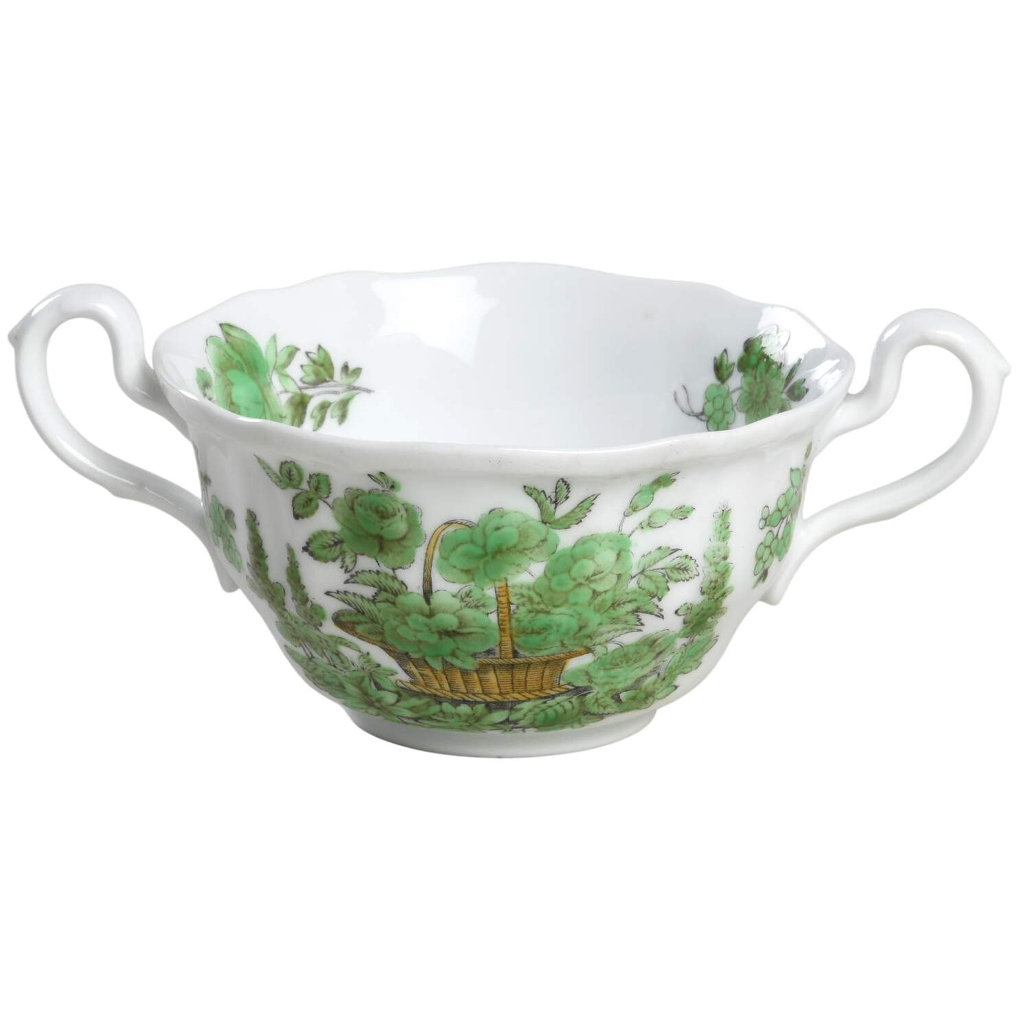 Green Basket (Stafford, No Trim) Footed Bouillon Cup by Spode-1