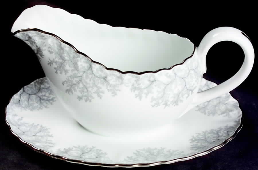 Gray Coral Gravy Boat with Attached Underplate by Spode-1