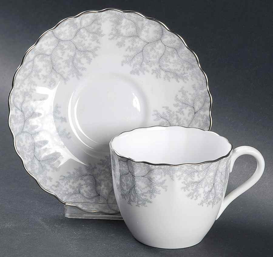 Gray Coral Flat Cup & Saucer Set by Spode-1