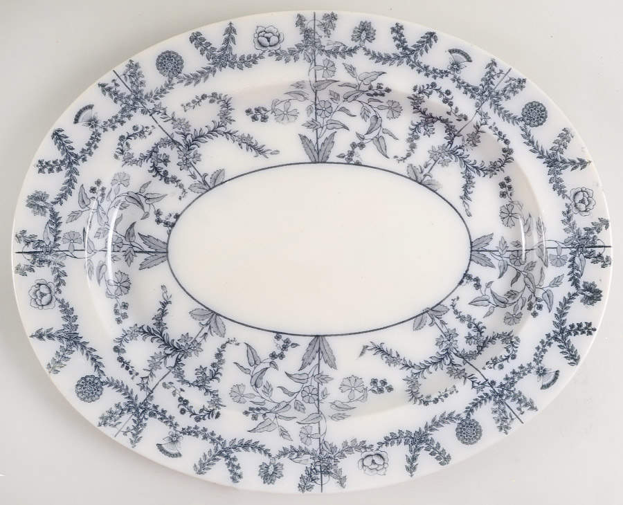 Gray Delhi 19" Oval Serving Platter by Spode-1