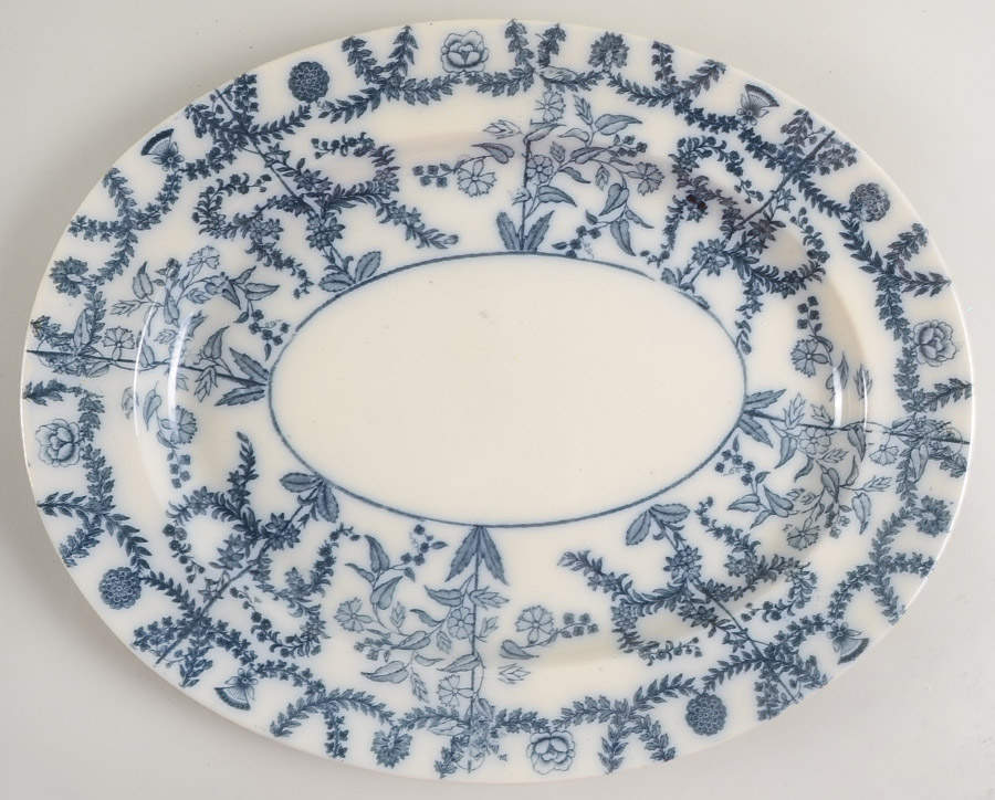 Gray Delhi 15" Oval Serving Platter by Spode-1