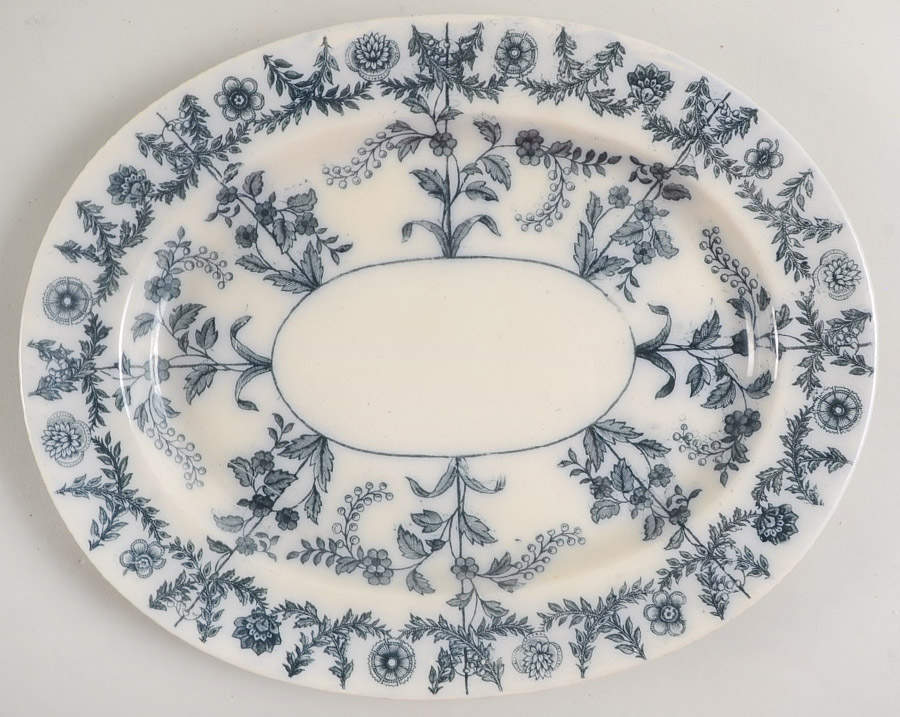 Gray Delhi 11" Oval Serving Platter by Spode-1