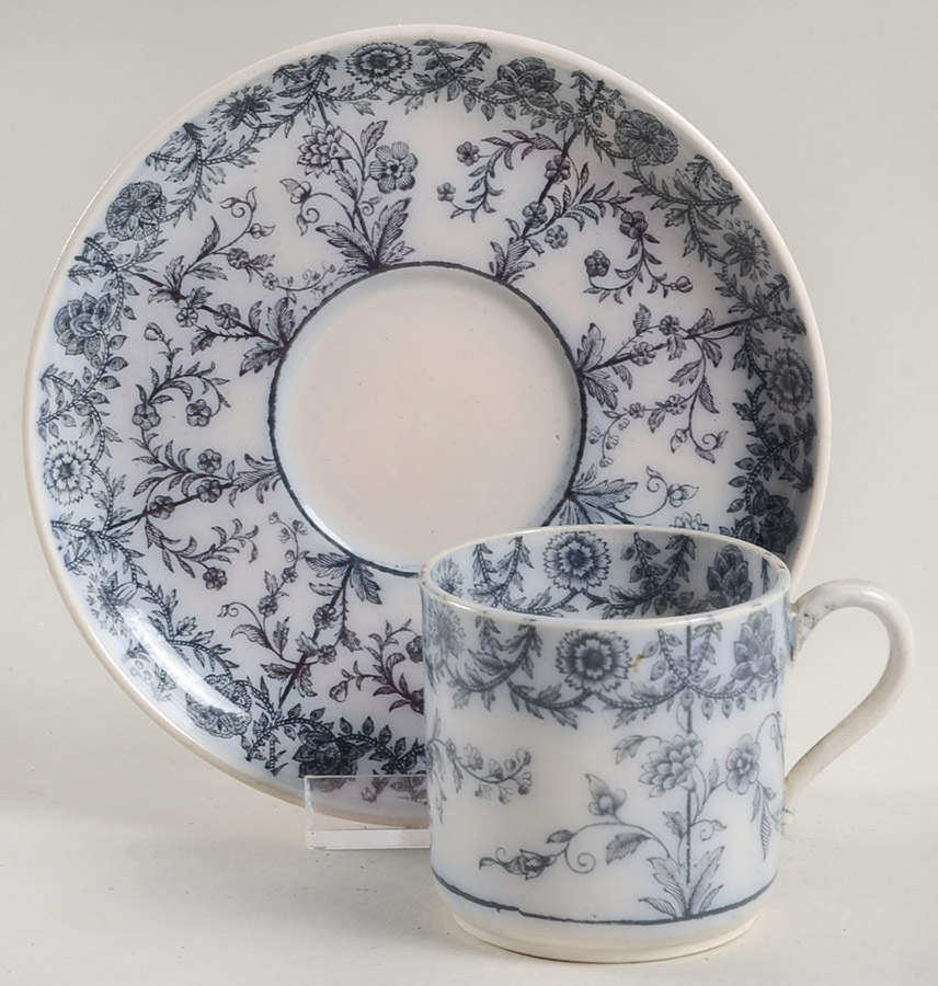 Gray Delhi Flat Demitasse Cup & Saucer Set by Spode-1
