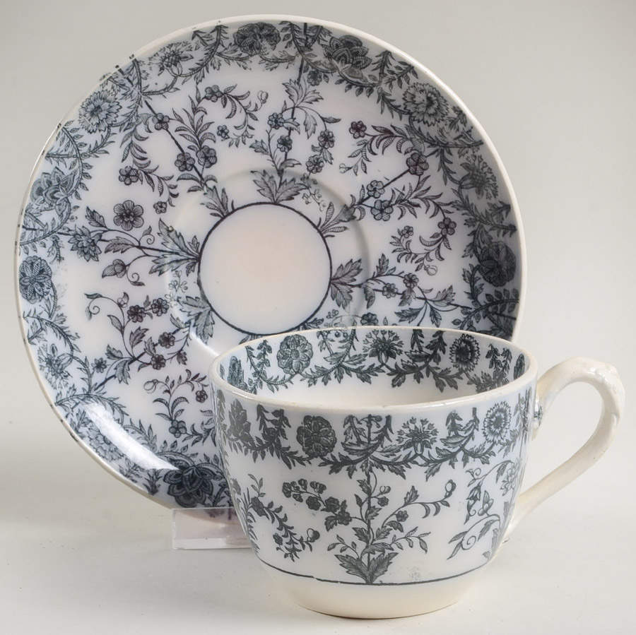 Gray Delhi Flat Cup & Saucer Set by Spode-1