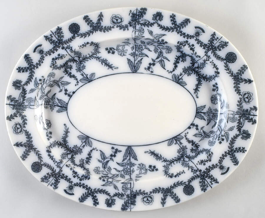 Gray Delhi 18" Oval Serving Platter by Spode-1