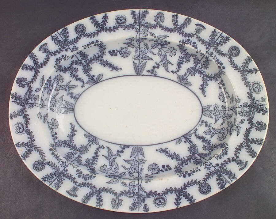 Gray Delhi 17" Oval Serving Platter by Spode-1
