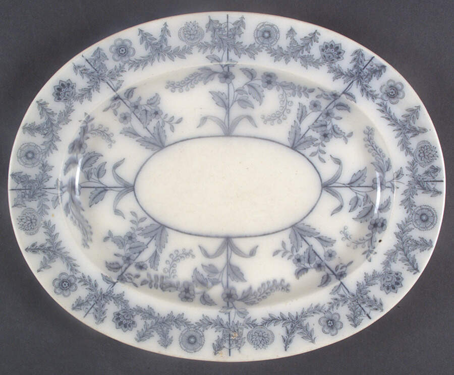 Gray Delhi 13" Oval Serving Platter by Spode-1