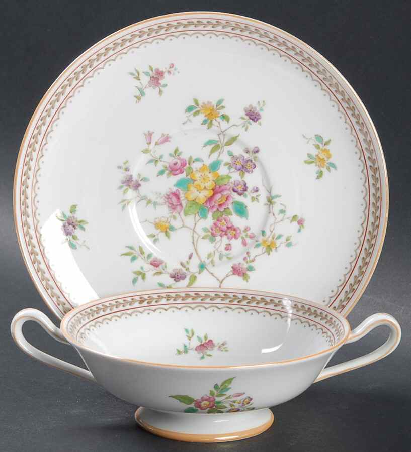 Gresham Footed Cream Soup Bowl & Saucer Set by Spode-1