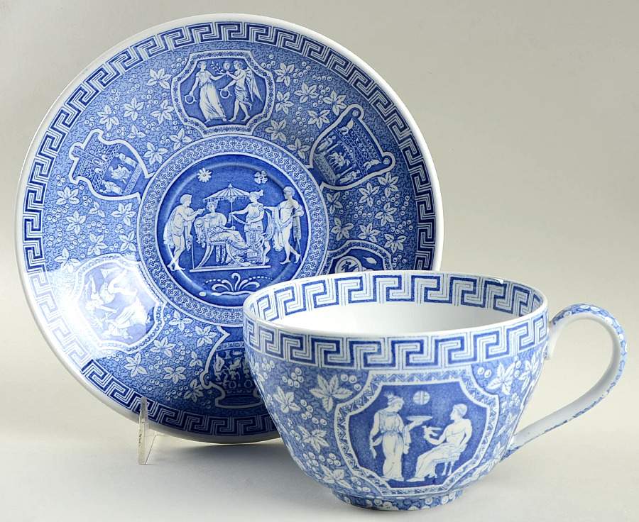 Greek Blue Jumbo Cup & Saucer Set by Spode-1