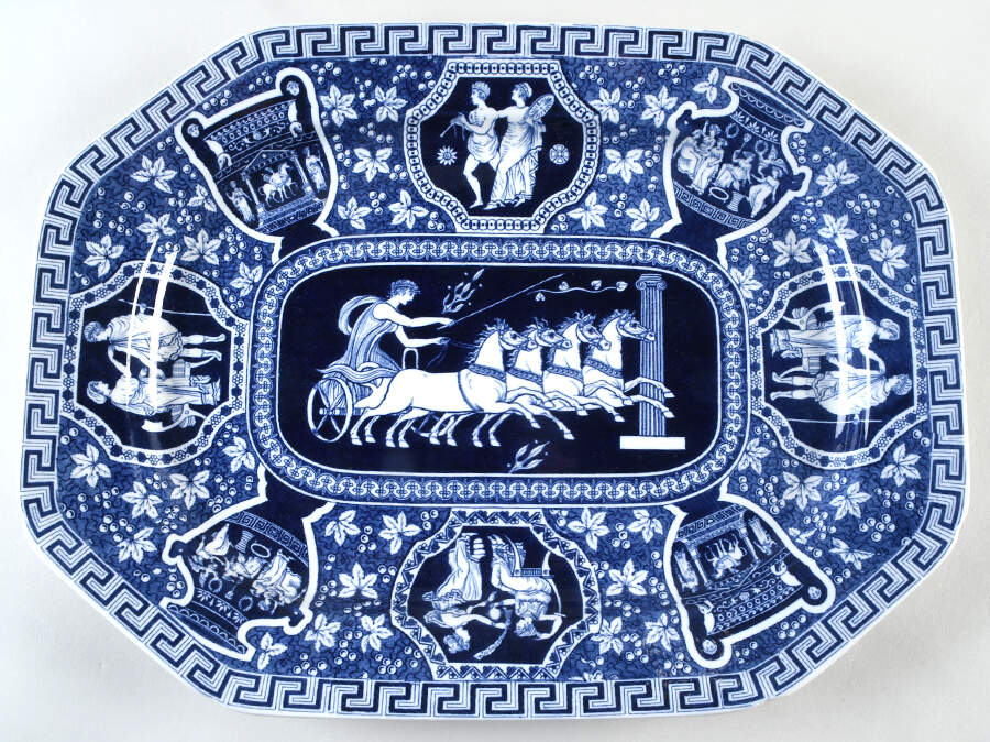 Greek Blue 17" Oval Serving Platter by Spode-1