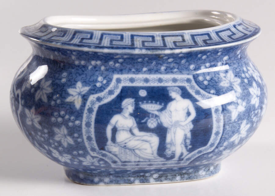 Greek Blue Sugar Bowl No Lid by Spode-1