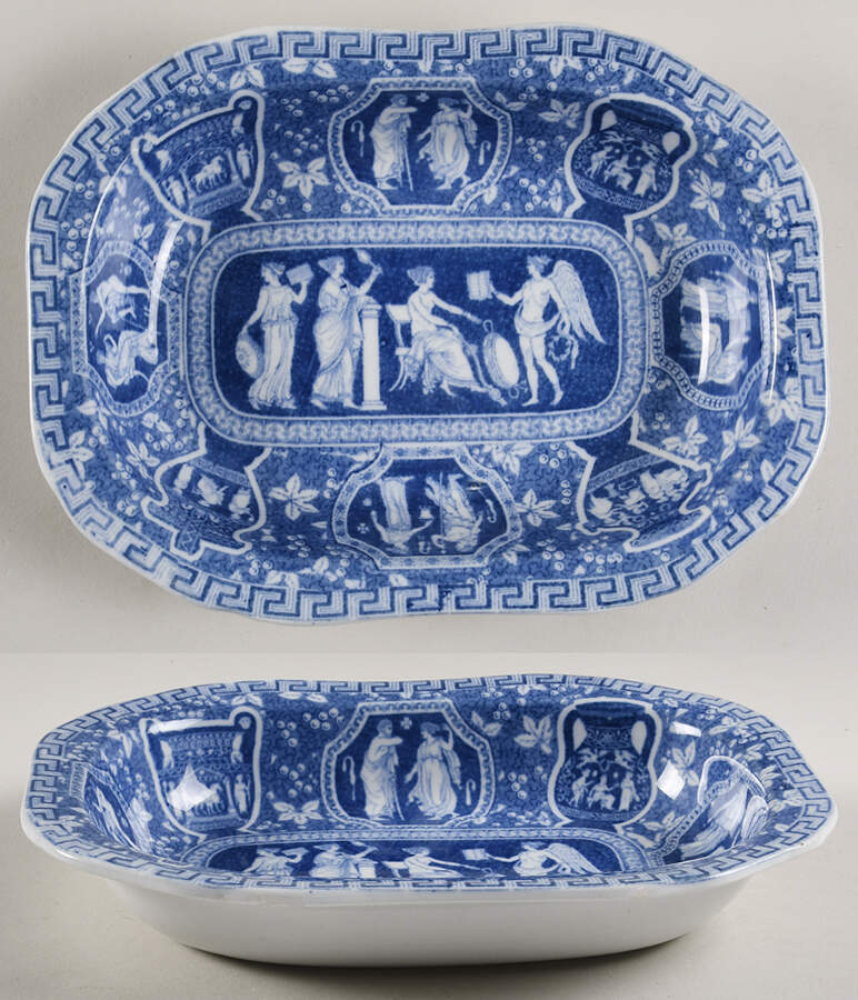 Greek Blue 9" Oval Vegetable Bowl by Spode-1