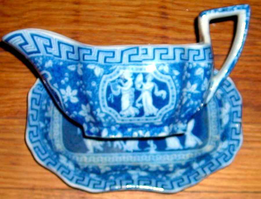 Greek Blue Gravy Boat & Underplate by Spode-1