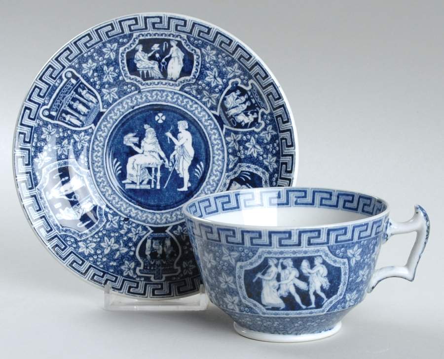 Greek Blue Footed Cup & Saucer Set by Spode-1