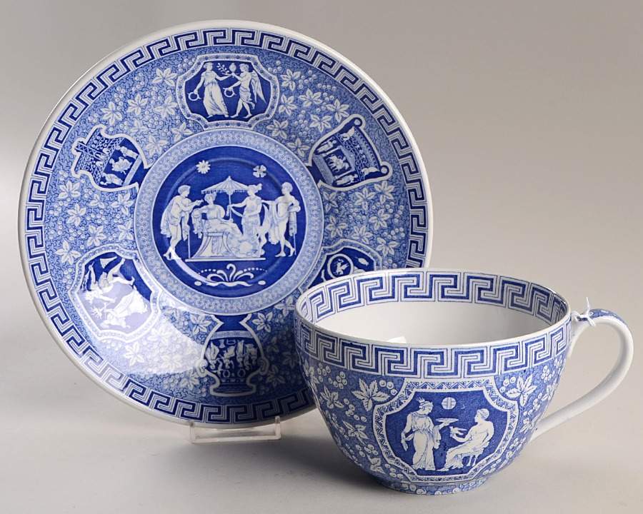 Greek Blue Oversized Cup & Saucer Set by Spode-1