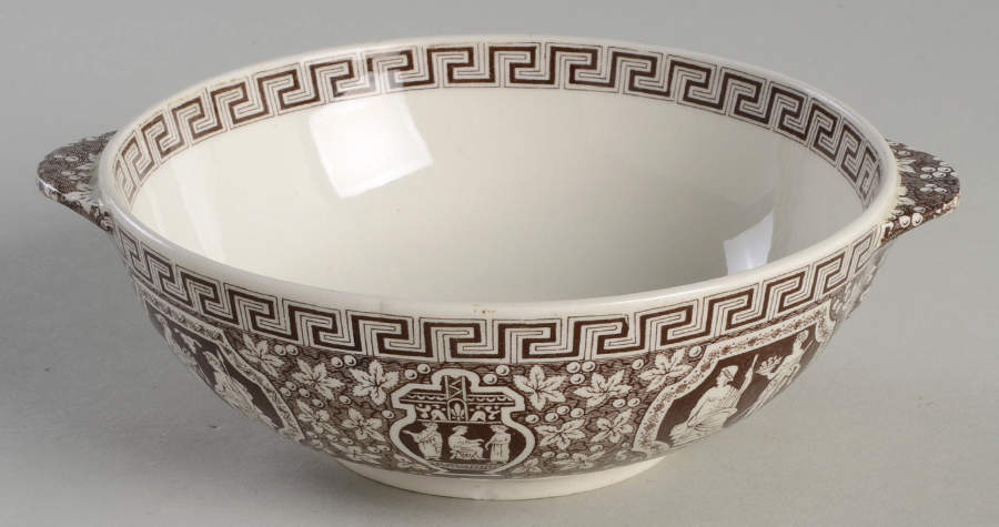 Greek Brown Flat Cream Soup Bowl by Spode-1