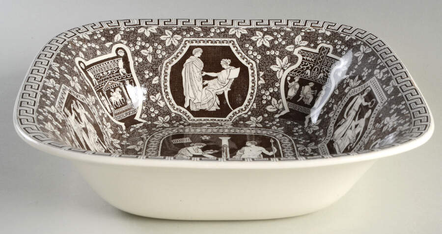 Greek Brown 9" Square Vegetable Bowl by Spode-1