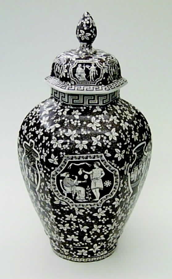 Greek Brown Hexagonal Vase with Lid by Spode-1