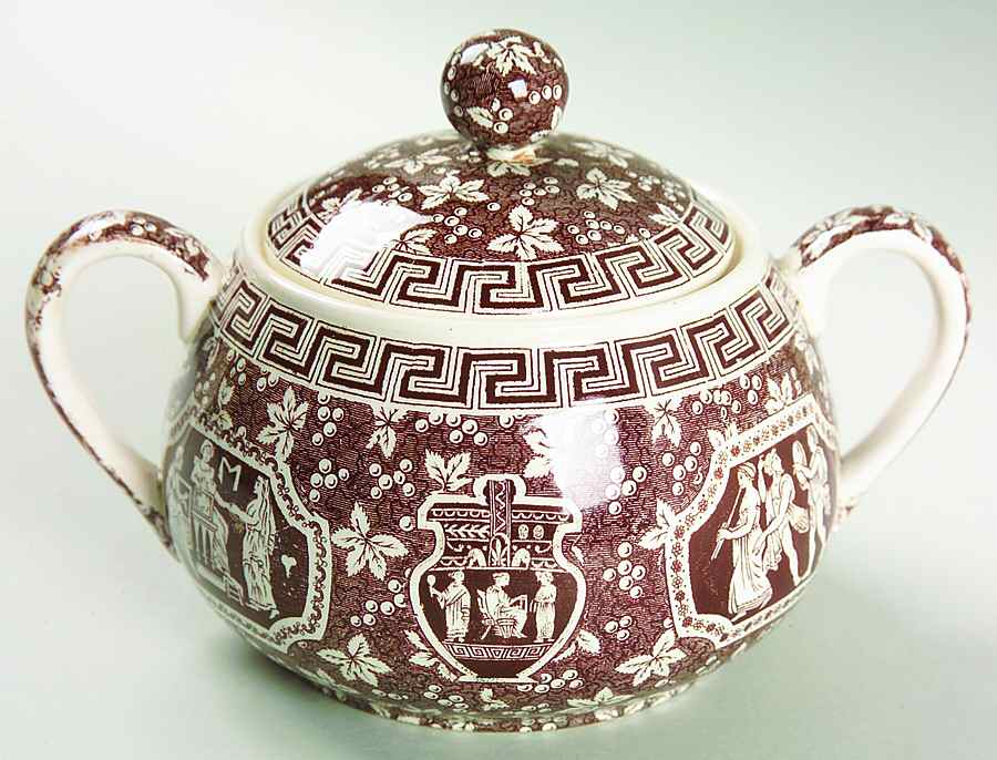 Greek Brown Sugar Bowl & Lid by Spode-1