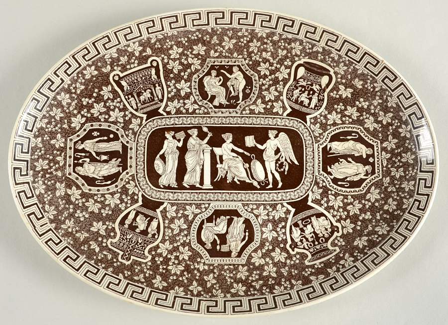 Greek Brown 13" Oval Serving Platter by Spode-1