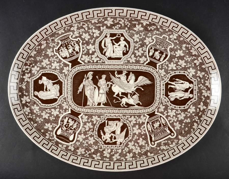 Greek Brown 15" Oval Serving Platter by Spode-1