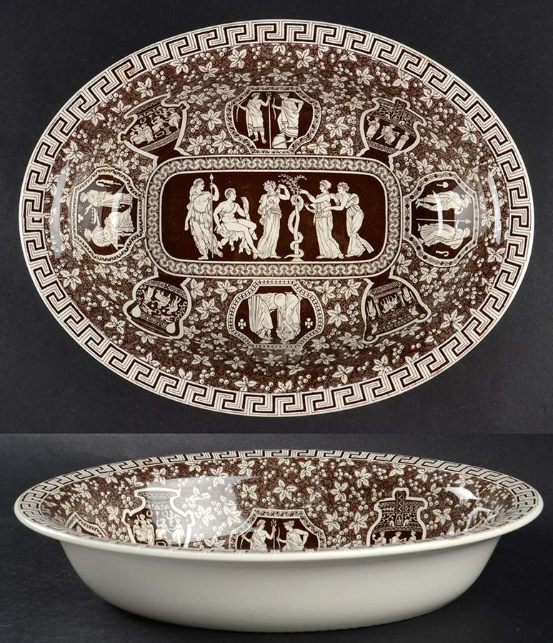 Greek Brown 9" Oval Vegetable Bowl by Spode-1