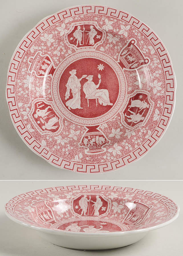 Greek Red Rim Soup Bowl by Spode-1
