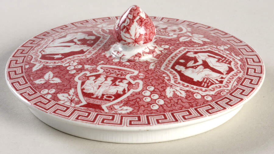 Greek Red Lid for Sugar Bowl by Spode-1