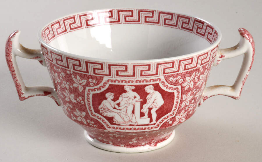 Greek Red Sugar Bowl No Lid by Spode-1