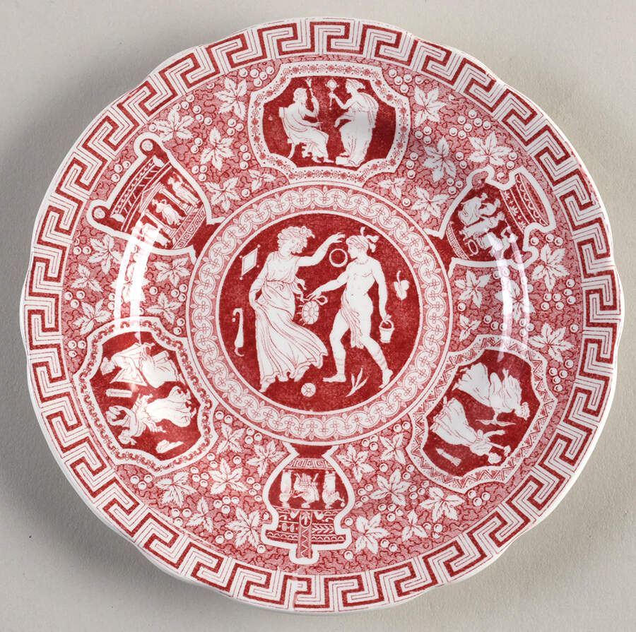 Greek Red Bread & Butter Plate by Spode-1