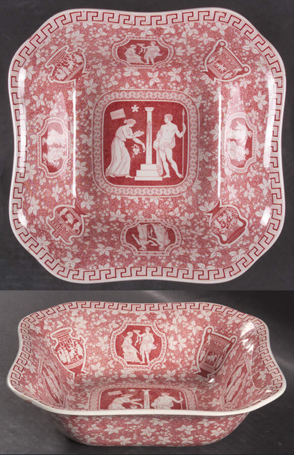Greek Red 9" Square Vegetable Bowl by Spode-1