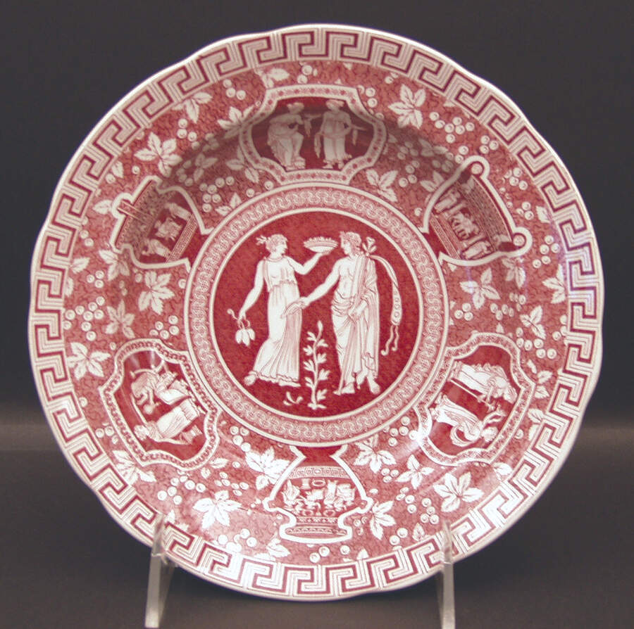 Greek Red Rim Soup Bowl by Spode-1