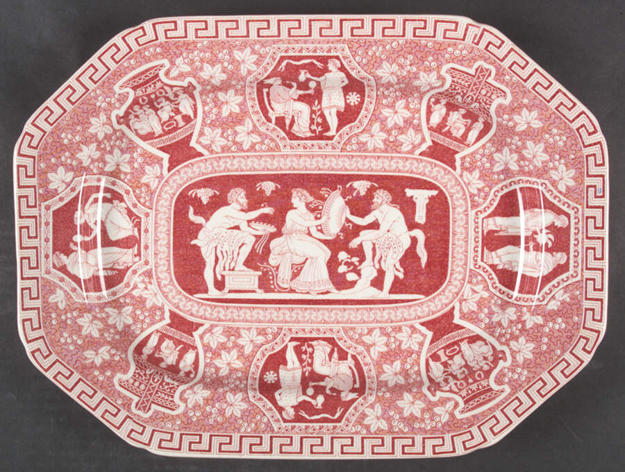 Greek Red 14" Oval Serving Platter by Spode-1
