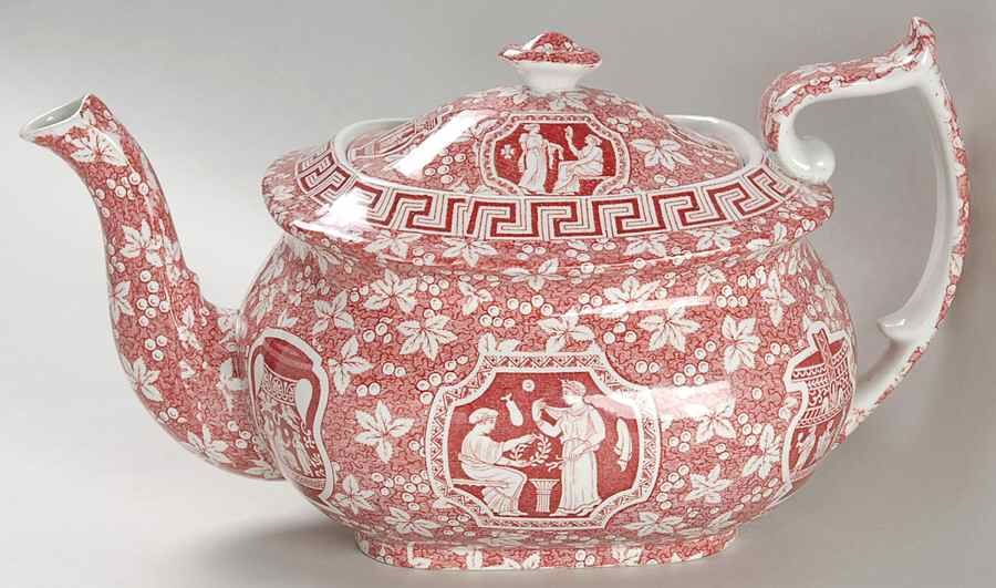 Greek Red Teapot & Lid by Spode-1