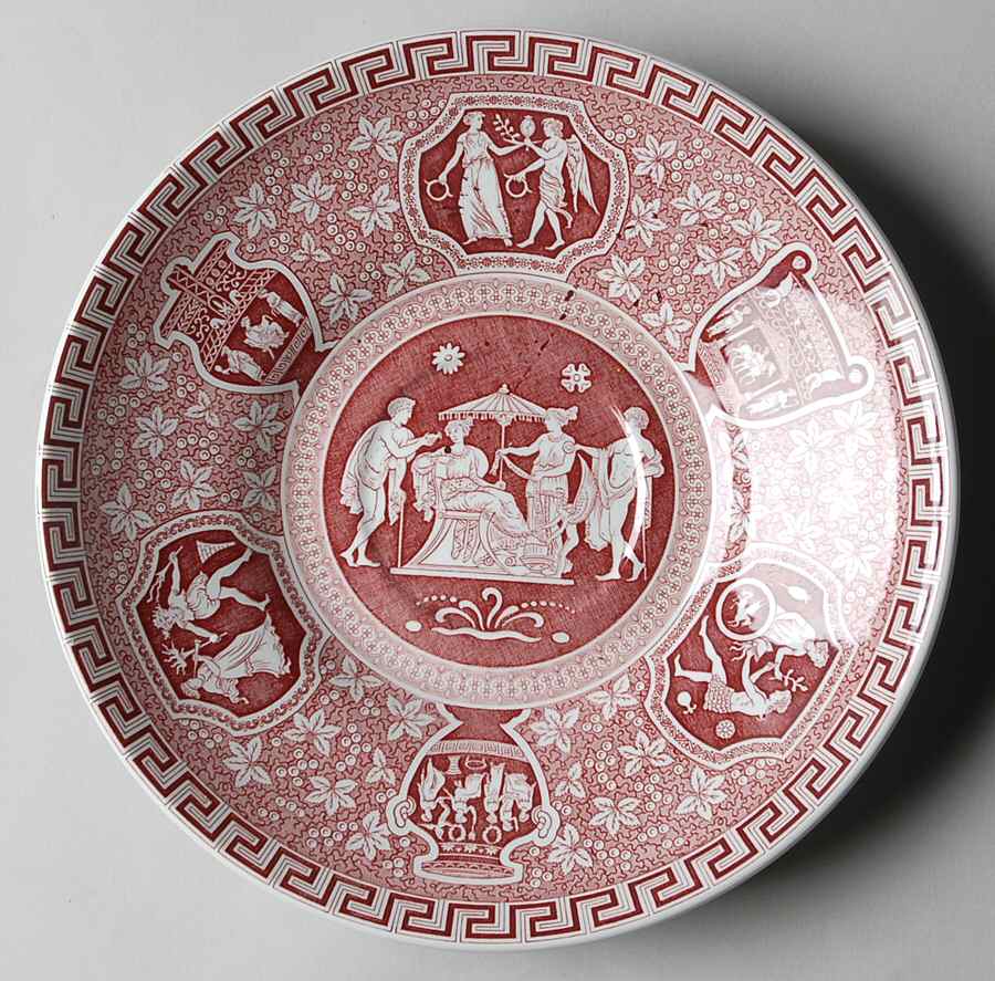 Greek Red Saucer for Jumbo Cup by Spode-1