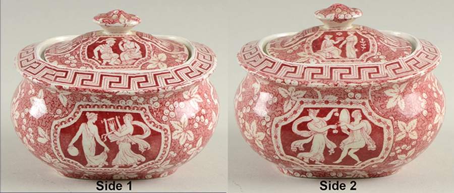 Greek Red Sugar Bowl & Lid by Spode-1